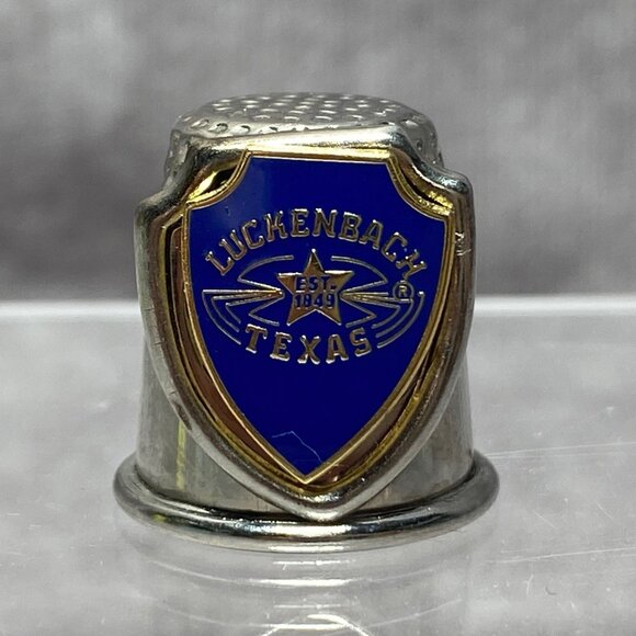 Luckenbach Texas Souvenir Thimble With Shield Star Design Sewing Collectible - Picture 1 of 6